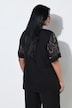 Punto-T-Shirt, A-Linie, Herzausschnitt, Ausbrenner-Halbarm