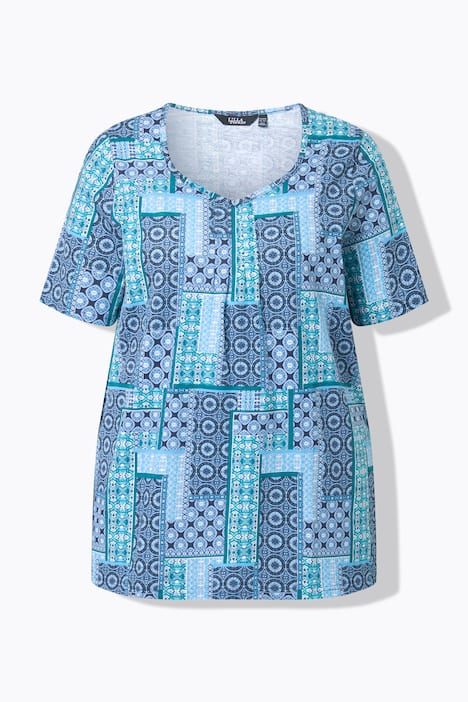 T-Shirt, Zierfalten, A-Linie, Herzausschnitt, Halbarm