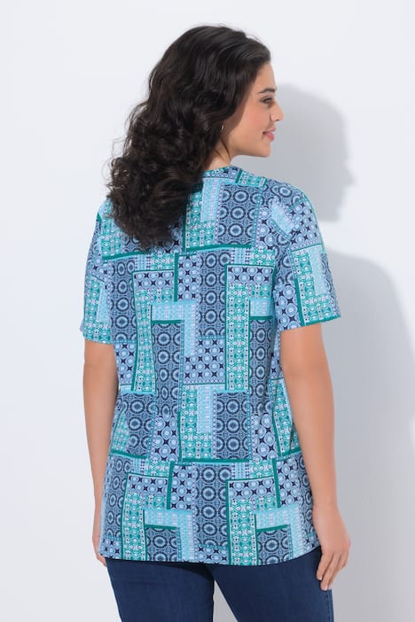 T-Shirt, Zierfalten, A-Linie, Herzausschnitt, Halbarm