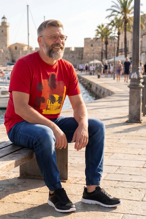 T-Shirts, 2er-Pack, Halbarm, Print, Rundhals, bis 8 XL