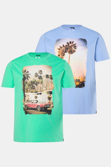 T-shirts, set van 2, korte mouw, print, ronde hals, tot 8XL