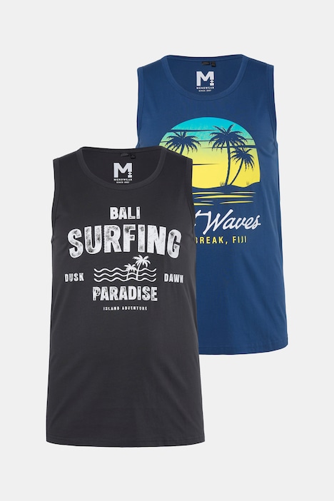 Tanktops, 2er-Pack, Print, Rundhals, bis 8 XL