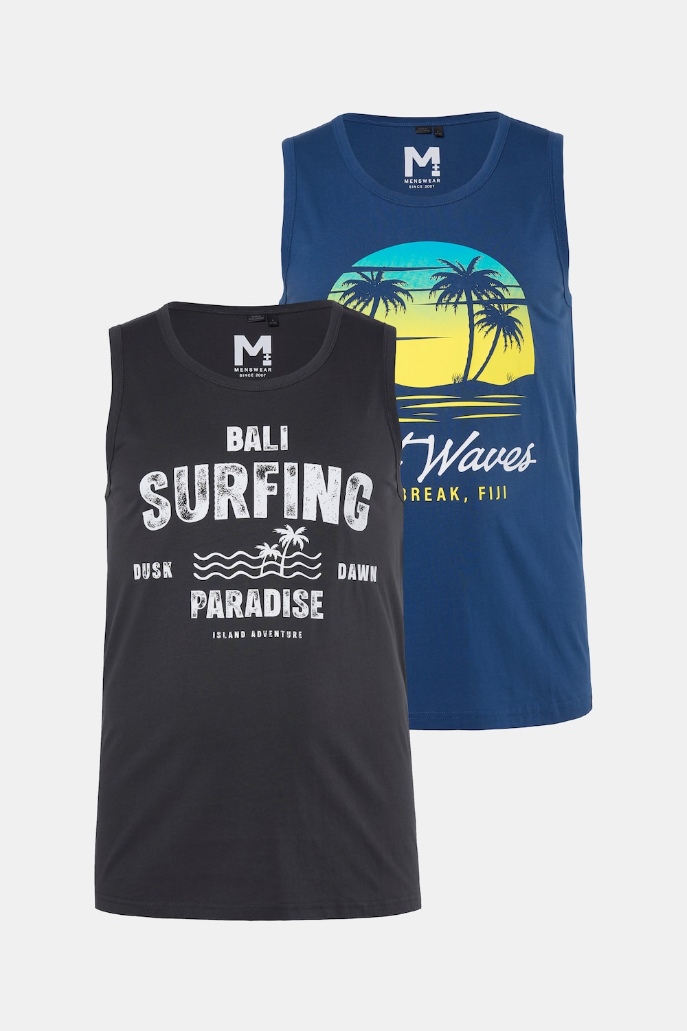 Tanktops, 2er-Pack, Print, Rundhals, bis 8 XL