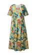 Žerzejové šaty, květinový vzor, kulatý výstřih, polo rukávy, bio-bavlna