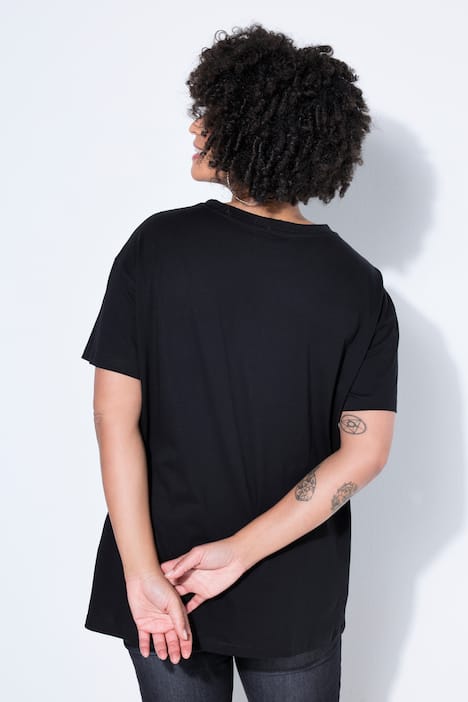 T-shirt, oversized, tekst, korte mouwen