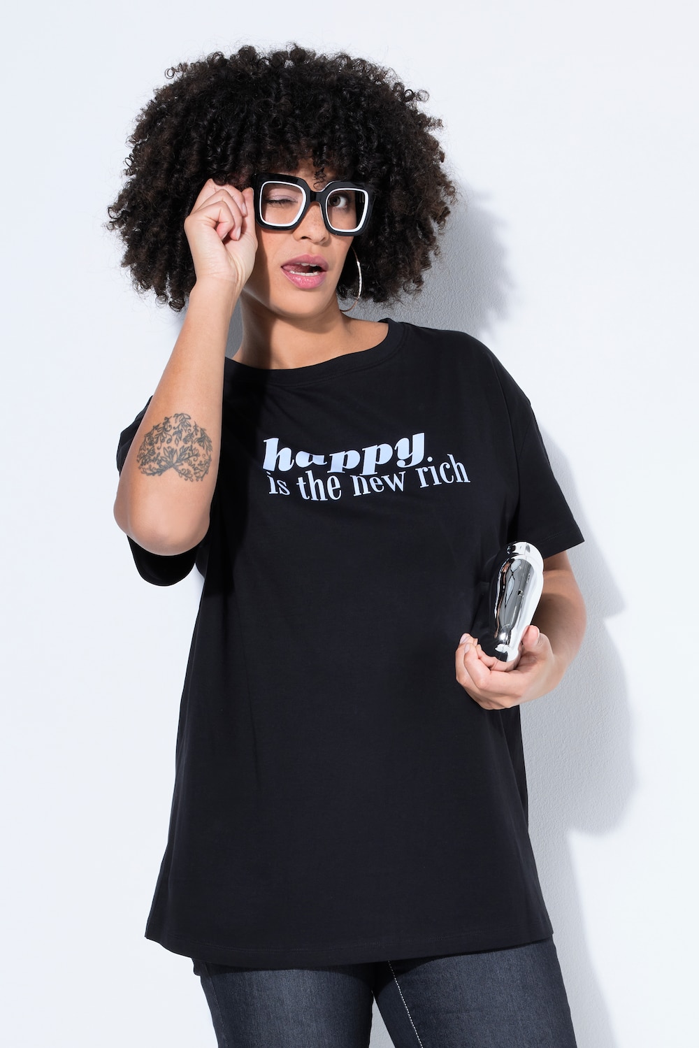 T-Shirt, oversized, Schriftzug, Halbarm