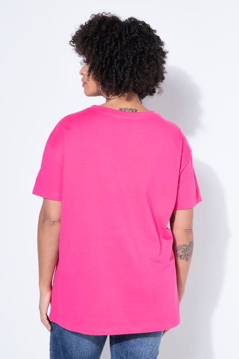 T-Shirt, oversized, Schriftzug, Halbarm