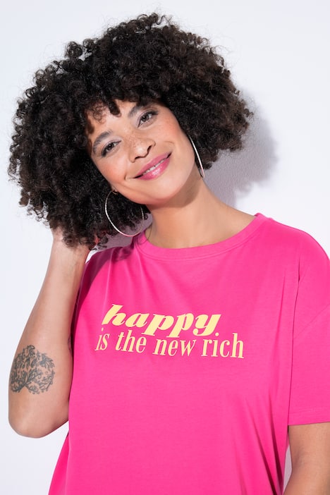 T-Shirt, oversized, Schriftzug, Halbarm