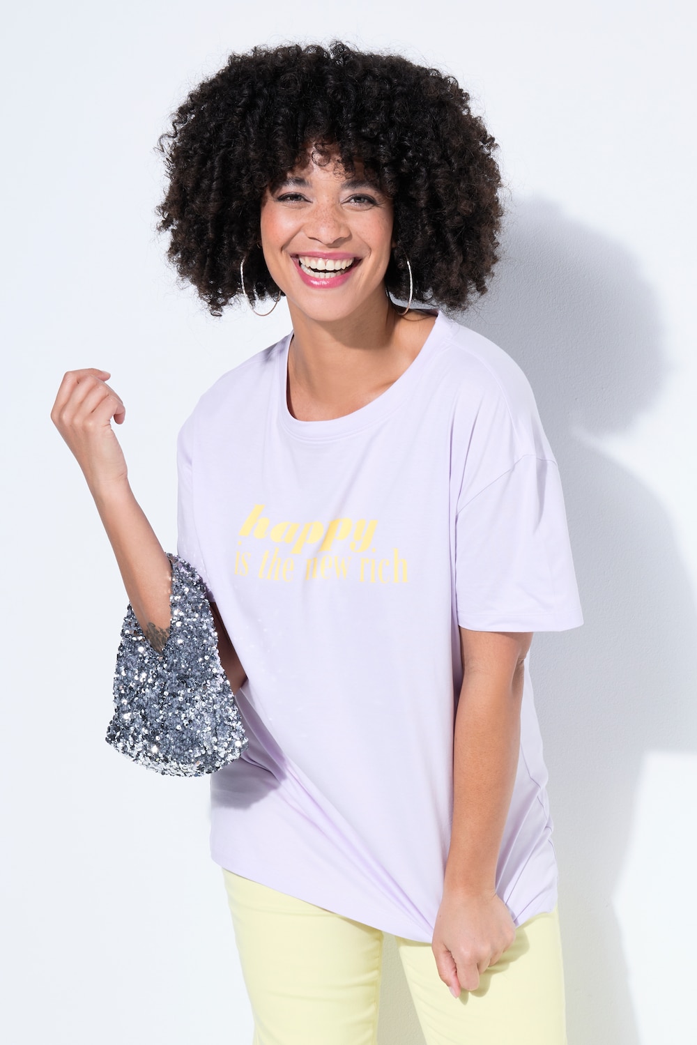 T-Shirt, oversized, Schriftzug, Halbarm