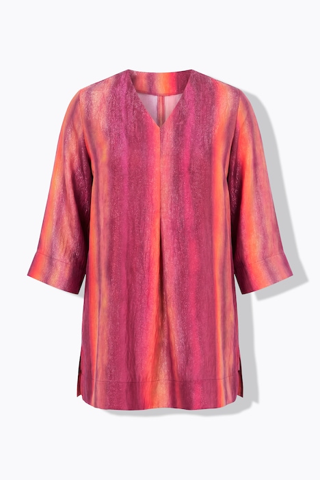 Tunika, Farbverlauf, Glitter, V-Ausschnitt, 3/4-Arm