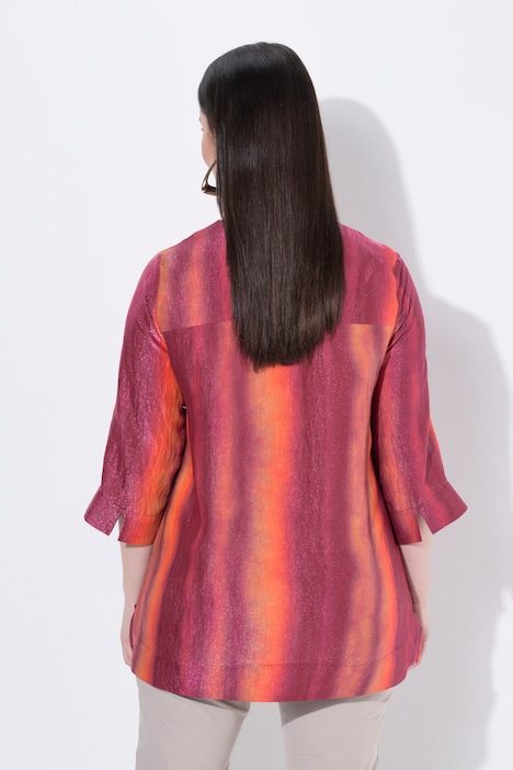 Tunika, Farbverlauf, Glitter, V-Ausschnitt, 3/4-Arm