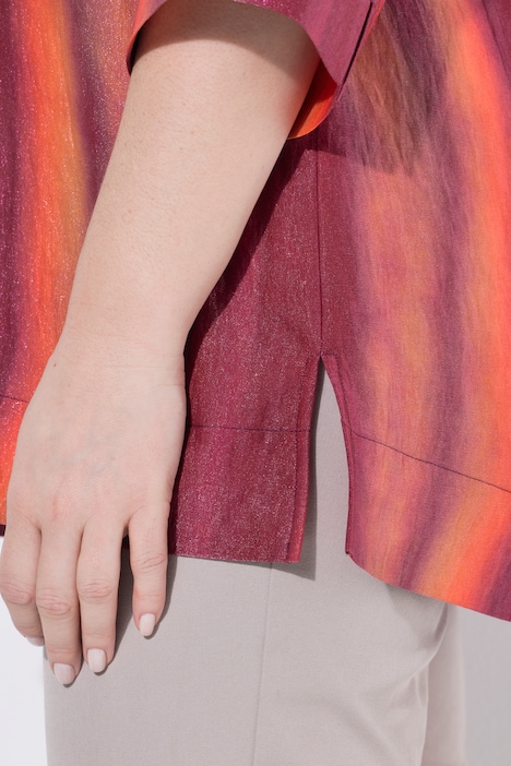 Tunika, Farbverlauf, Glitter, V-Ausschnitt, 3/4-Arm