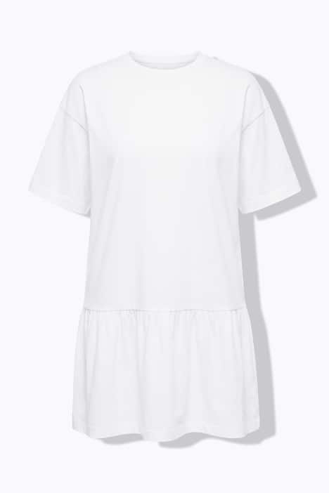 Jersey jurk, A-lijn, zoomvolant, korte mouwen