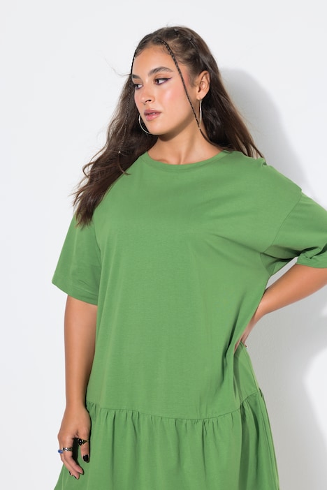Flounce Panel Short Sleeve Jersey Dress