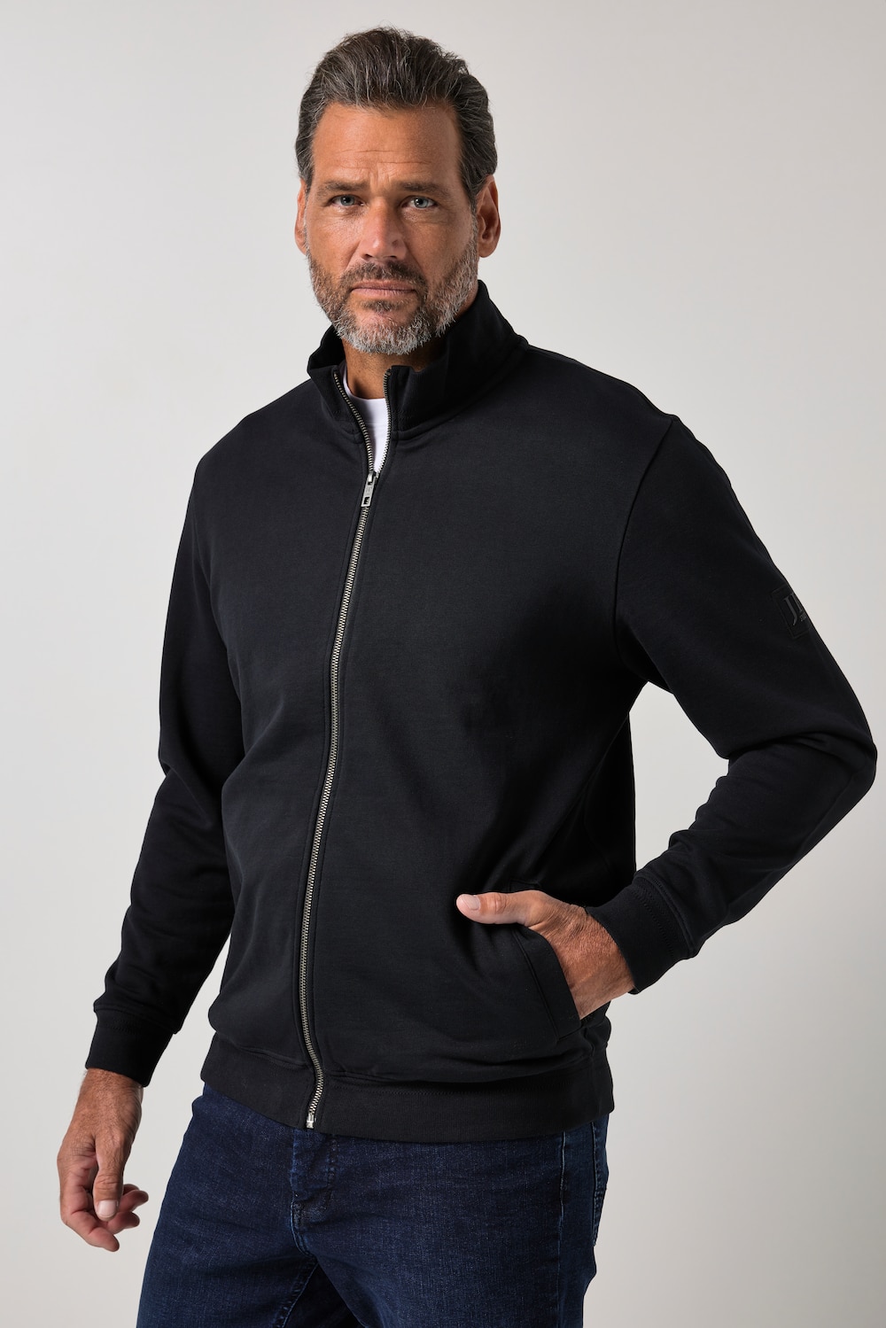 Sweatjacke, Sweat, Stehkragen, Zipper, bis 8 XL