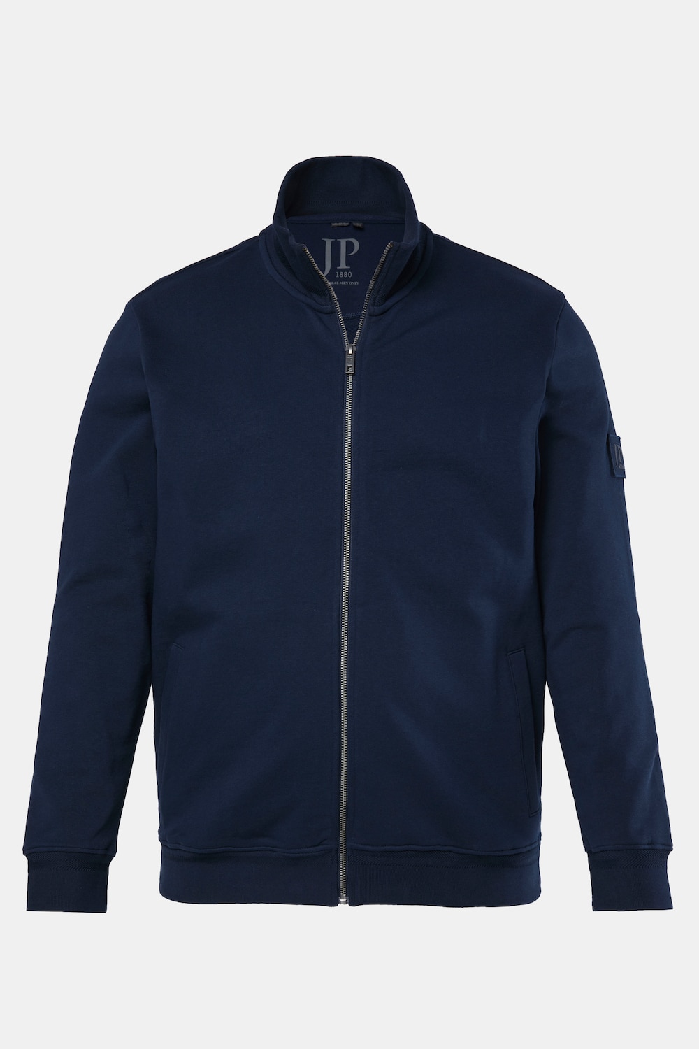 Sweatjack, sweatstof, opstaande kraag, rits, tot 8XL