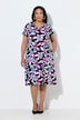 Midikleid, Blüten, A-Linie, V-Ausschnitt, Halbarm, Taschen