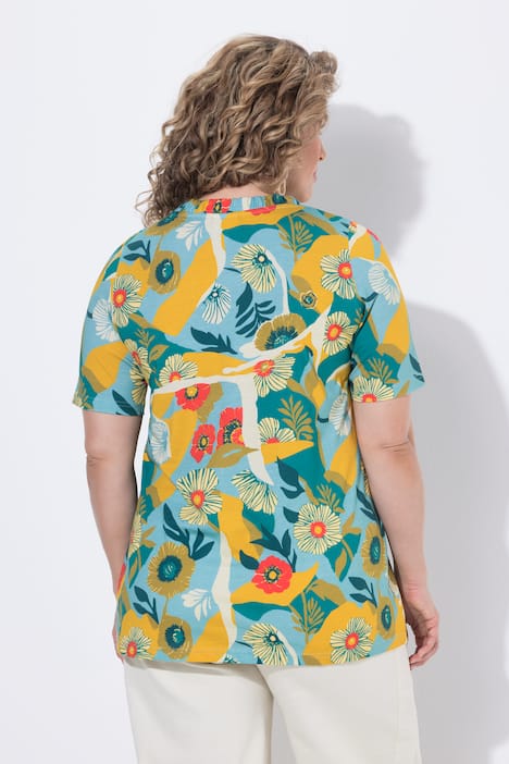 T-Shirt, Blüten, Rundhals, Halbarm, Biobaumwolle