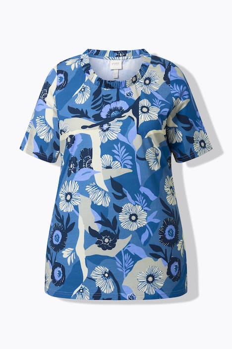 T-Shirt, Blüten, Rundhals, Halbarm, Biobaumwolle