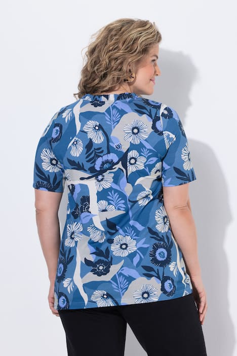T-Shirt, Blüten, Rundhals, Halbarm, Biobaumwolle