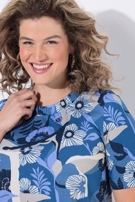 T-Shirt, Blüten, Rundhals, Halbarm, Biobaumwolle