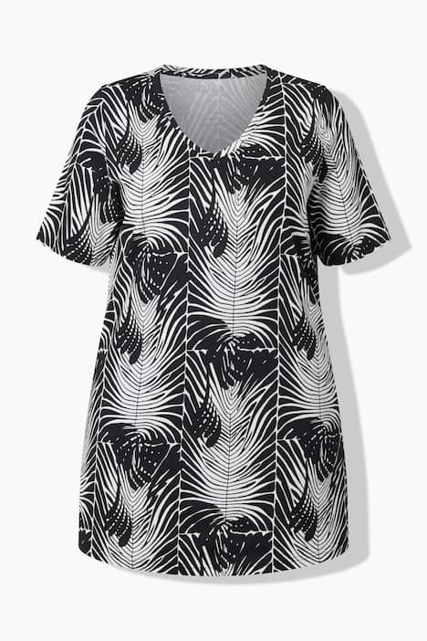 Longshirt, grafischer Druck, V-Ausschnitt, Halbarm