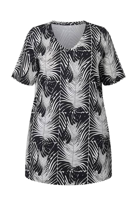 Dlouhé tričko, grafický potisk, V výstřih, polo rukávy