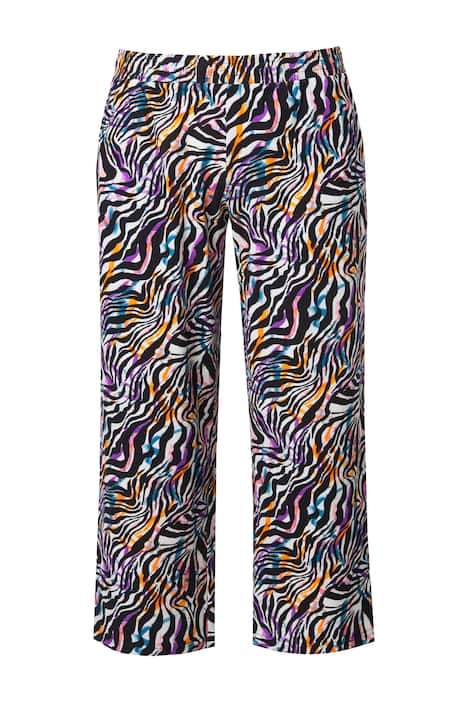 7/8 Žerzejové kalhoty, zvířecí vzor, rovné nohavice, pružný pas