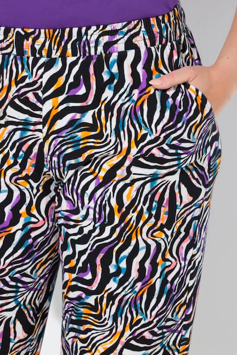 7/8-Jerseyhose, Animal-Muster, gerades Bein, Elastikbund