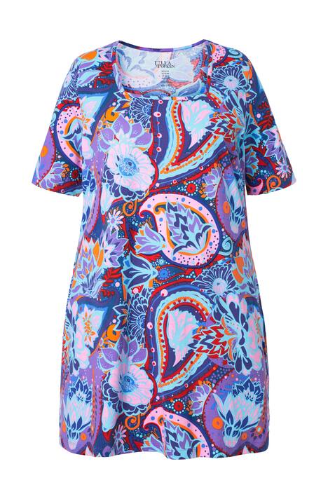 Tunika s dlouhým rukávem, strukturovaný materiál, hranatý výstřih, polo rukávy, kapsy