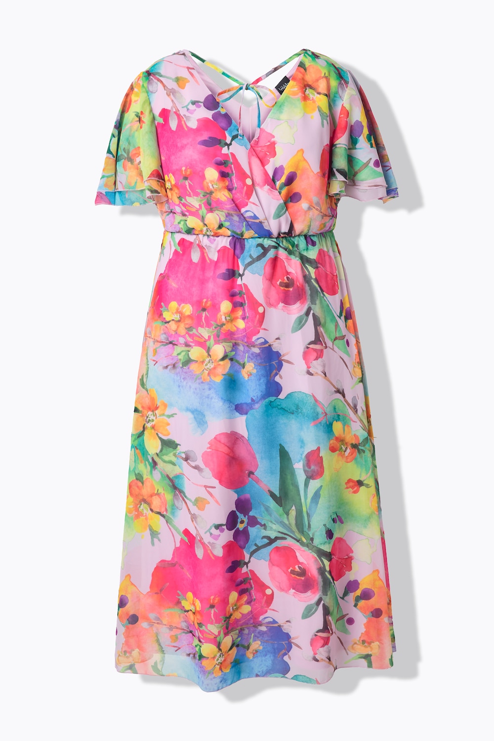 Stora storlekar Maxiklänning i chiffong, Dam, rosa, storlek: 42/44, Polyester, Ulla Popken