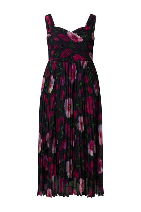 Maxi šaty, květinový vzor, srdcovitý výstřih, bez rukávů