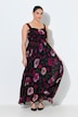 Pleated Floral Print Empire Waist Gown