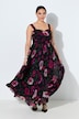 Pleated Floral Print Empire Waist Gown