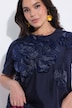 Bluzka szyfonowa, aplikacje kwiatowe, okrągły dekolt