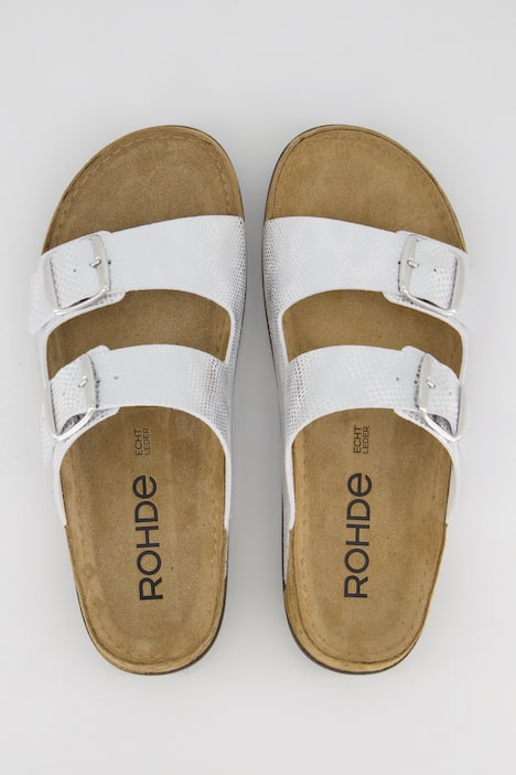 Rohde Leder-Pantoletten, Memory-Tieffußbett, Komfortweite