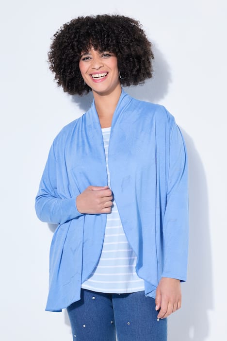 Strickjacke, offener Straight Fit, Feinstrick mit Struktur