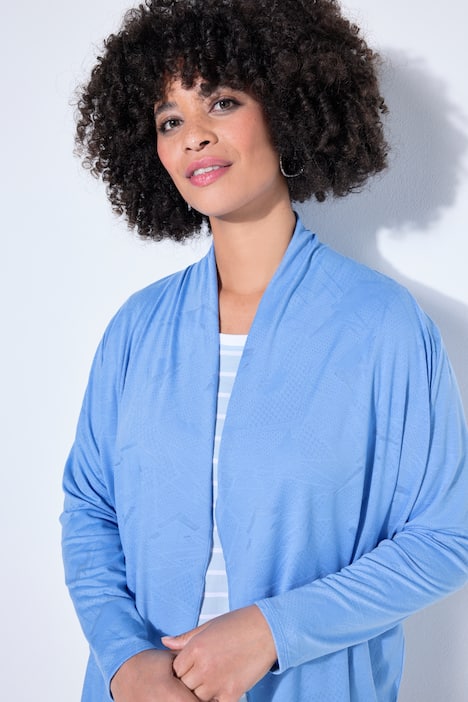 Strickjacke, offener Straight Fit, Feinstrick mit Struktur