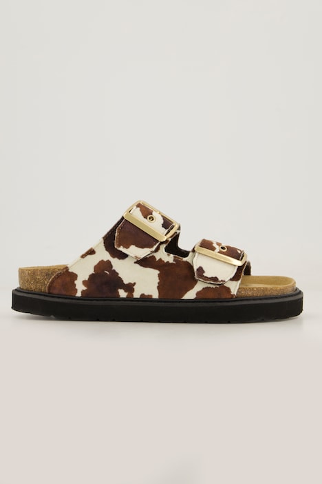 Mules en cuir Rohde, motif vache, semelle intérieure revêtue de cuir - largeur G