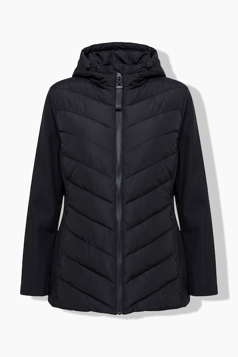 HYPRAR Hybrid-Jacke, Materialmix, Stehkragen, Kapuze