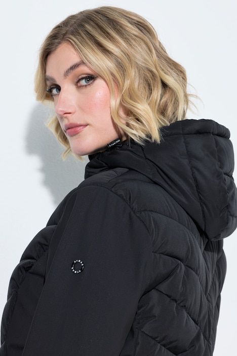 HYPRAR Hybrid-Jacke, Materialmix, Stehkragen, Kapuze