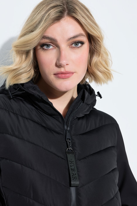 HYPRAR Hybrid-Jacke, Materialmix, Stehkragen, Kapuze