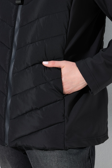 HYPRAR Hybrid-Jacke, Materialmix, Stehkragen, Kapuze