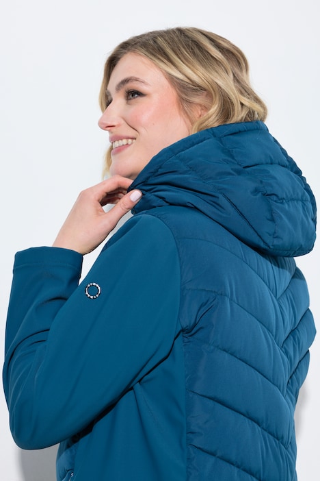 HYPRAR Hybrid-Jacke, Materialmix, Stehkragen, Kapuze