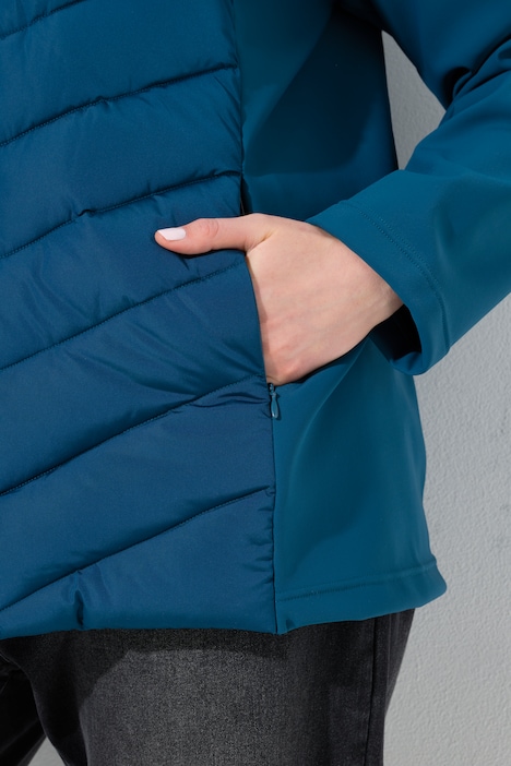HYPRAR Hybrid-Jacke, Materialmix, Stehkragen, Kapuze