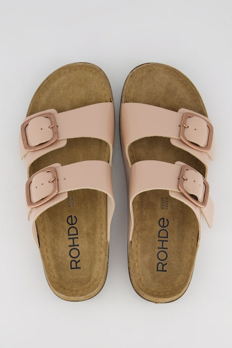 Rohde Lackleder-Pantoletten, Memory-Tieffußbett, Komfortweite