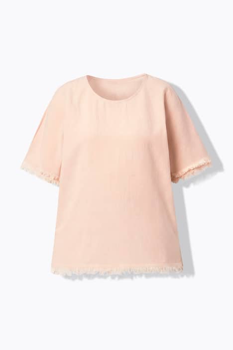 Overhemdblouse, Oversized Fit, met linnen, franjes