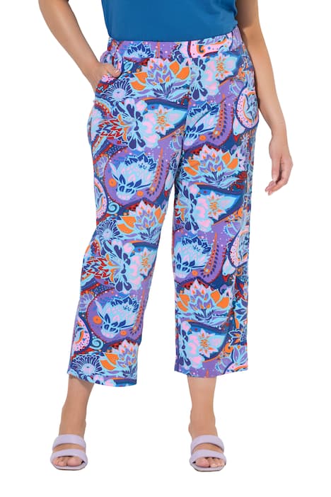 7/8 Žerzejové kalhoty, vzorované, rovné nohavice, pružný pas