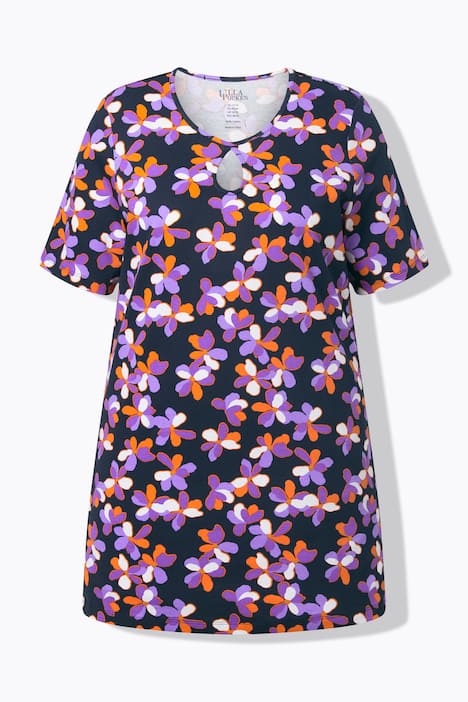 Longshirt, gemustert, Keyhole, Rundhals, Halbarm