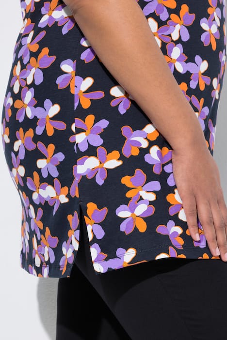 Longshirt, gemustert, Keyhole, Rundhals, Halbarm